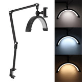 Half Moon Lamp Eyelash Light C Table Clamp USB Powered Adjustable Brightness Color Temperature Rotatable LED Beauty Light for Skincare