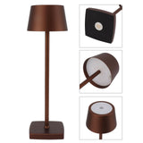 LED Cordless Table Lamp Touch Switch Dimmable Table Lamp Indoor Nightstand Table Lamp with Charging Base Brown