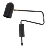 Swing Arm Wall Sconce Iron E27 E26 Adjustable Angle Modern Bedside Hardwired Reading Sconce for Bedroom Living Room Office 85 to 265V Black