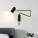 Swing Arm Wall Sconce Iron E27 E26 Adjustable Angle Modern Bedside Hardwired Reading Sconce for Bedroom Living Room Office 85 to 265V Black