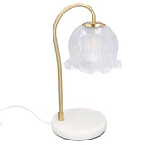 Candle Warmer Lamp Glass Marble Dimmable Electric Fragrance Candle Melter with 2 Bulbs for Christmas House Warming Gifts Home Bedroom Decor CN Plug 220V