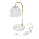 Candle Warmer Lamp Glass Marble Dimmable Electric Fragrance Candle Melter with 2 Bulbs for Christmas House Warming Gifts Home Bedroom Decor EU Plug 220V