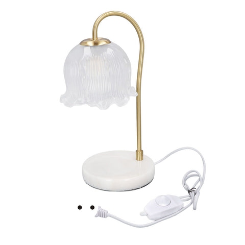 Candle Warmer Lamp Glass Marble Dimmable Electric Fragrance Candle Melter with 2 Bulbs for Christmas House Warming Gifts Home Bedroom Decor EU Plug 220V
