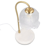 Candle Warmer Lamp Glass Marble Dimmable Electric Fragrance Candle Melter with 2 Bulbs for Christmas House Warming Gifts Home Bedroom Decor EU Plug 220V