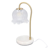 Candle Warmer Lamp Glass Marble Dimmable Electric Fragrance Candle Melter with 2 Bulbs for Christmas House Warming Gifts Home Bedroom Decor EU Plug 220V