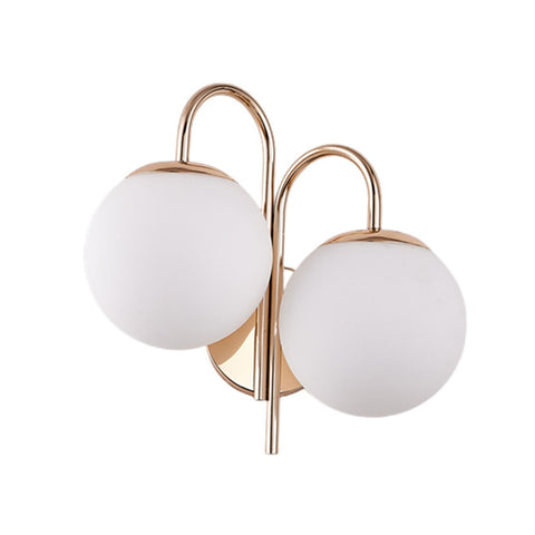 Double Sconce Simple Modern Dual Headed Glass Metal Energy Saving Armed Wall Sconce for Bedroom Office CN Plug 111‑240V In Australia - Darrahopens