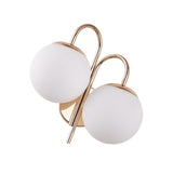 Double Sconce Simple Modern Dual Headed Glass Metal Energy Saving Armed Wall Sconce for Bedroom Office CN Plug 111‑240V