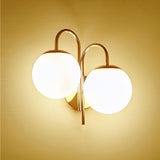 Double Sconce Simple Modern Dual Headed Glass Metal Energy Saving Armed Wall Sconce for Bedroom Office CN Plug 111‑240V