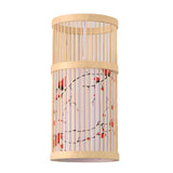 LED Pendant Light Chinese Style Wood Weaving Zen Hanging Ceiling Light Fixture with Faux Sheepskin Lampshade for Home Hotel Tea Room 111V to 240V