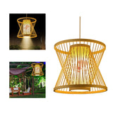 Hanging Lantern Lamp Pendant Light Fixture Bamboo Woven Chinese Japanese E27 Spotlight Decorative Lamp 111‑240V for Restaurant