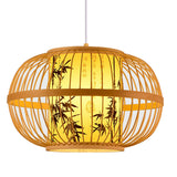 Traditional Woven Pendant Light 111V~240V Hand Woven Bamboo Pendant Light for Home Teahouses