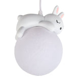 Rabbit Pendant Light Retro White Resin Chandelier Cute Animal Shape Ceiling Hanging Lamp for Kitchen Bedroom Bedside