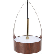 LED Chandelier Pendant Lamp Wood Grain Imitation Iorn Warm Lighting Wired Ceiling Hanging Light Fixture 100‑240V for Kitchen