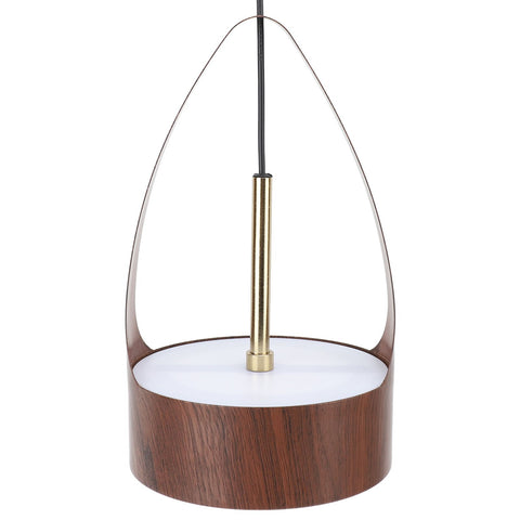 LED Chandelier Pendant Lamp Wood Grain Imitation Iorn Warm Lighting Wired Ceiling Hanging Light Fixture 100‑240V for Kitchen