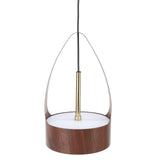 LED Chandelier Pendant Lamp Wood Grain Imitation Iorn Warm Lighting Wired Ceiling Hanging Light Fixture 100‑240V for Kitchen
