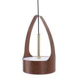 LED Chandelier Pendant Lamp Wood Grain Imitation Iorn Warm Lighting Wired Ceiling Hanging Light Fixture 100‑240V for Kitchen