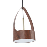 LED Chandelier Pendant Lamp Wood Grain Imitation Iorn Warm Lighting Wired Ceiling Hanging Light Fixture 100‑240V for Kitchen