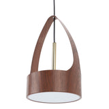 LED Chandelier Pendant Lamp Wood Grain Imitation Iorn Warm Lighting Wired Ceiling Hanging Light Fixture 100‑240V for Kitchen