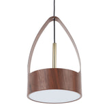 LED Chandelier Pendant Lamp Wood Grain Imitation Iorn Warm Lighting Wired Ceiling Hanging Light Fixture 100‑240V for Kitchen
