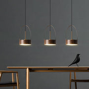 LED Chandelier Pendant Lamp Wood Grain Imitation Iorn Warm Lighting Wired Ceiling Hanging Light Fixture 100‑240V for Kitchen