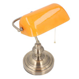 Bankers Desk Lamp Traditional Rustic Glass and Iron Desk Lamp with Pull Chain Switch