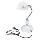 Bankers Table Lamp White Glass Vintage Style Desk Lamp with Retro Pull Chain Switch Reading Table Lamp In Australia - Darrahopens