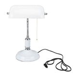 Bankers Table Lamp White Glass Vintage Style Desk Lamp with Retro Pull Chain Switch Reading Table Lamp In Australia - Darrahopens