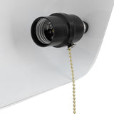 Bankers Table Lamp White Glass Vintage Style Desk Lamp with Retro Pull Chain Switch Reading Table Lamp