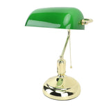 Bankers Lamp Green Glass Lampshade Warm Desk Vintage Library Lamp with Pull Chain Switch Iron Base E26 Holder for Office