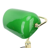 Bankers Lamp Green Glass Lampshade Warm Desk Vintage Library Lamp with Pull Chain Switch Iron Base E26 Holder for Office