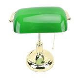 Bankers Lamp Green Glass Lampshade Warm Desk Vintage Library Lamp with Pull Chain Switch Iron Base E26 Holder for Office