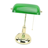 Bankers Lamp Green Glass Lampshade Warm Desk Vintage Library Lamp with Pull Chain Switch Iron Base E26 Holder for Office