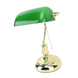 Bankers Lamp Green Glass Lampshade Warm Desk Vintage Library Lamp with Pull Chain Switch Iron Base E26 Holder for Office