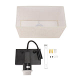 Bedside Wall Lamp LED Black Iron Electroplating Hardwired with Linen Lampshade Bedroom Wall Sconce for Living Room Hotel Corridor