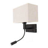 Bedside Wall Lamp LED Black Iron Electroplating Hardwired with Linen Lampshade Bedroom Wall Sconce for Living Room Hotel Corridor