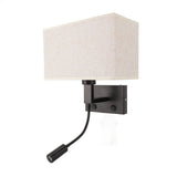 Bedside Wall Lamp LED Black Iron Electroplating Hardwired with Linen Lampshade Bedroom Wall Sconce for Living Room Hotel Corridor