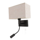 Bedside Wall Lamp LED Black Iron Electroplating Hardwired with Linen Lampshade Bedroom Wall Sconce for Living Room Hotel Corridor