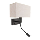 Bedside Wall Lamp LED Black Iron Electroplating Hardwired with Linen Lampshade Bedroom Wall Sconce for Living Room Hotel Corridor