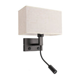 Bedside Wall Lamp LED Black Iron Electroplating Hardwired with Linen Lampshade Bedroom Wall Sconce for Living Room Hotel Corridor