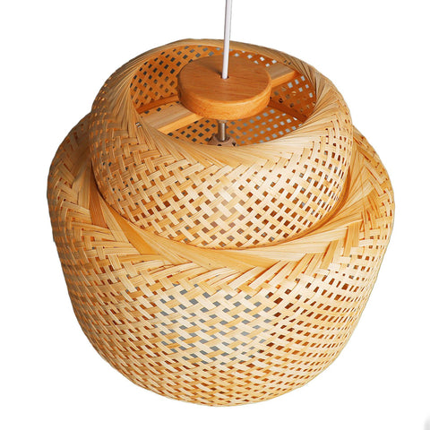 Farmhouse Pendant Light E27 Chinese Wood Woven Lantern Hanging Ceiling Light Fixture for Home Hotel Tea Room 85 to 265V