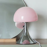 Mushroom Shape Table Lamp Glass Iron Warm Light USB Modern Bedside Nightstand Lamp for Bedroom Living Room Pink In Australia - Darrahopens