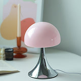 Mushroom Shape Table Lamp Glass Iron Warm Light USB Modern Bedside Nightstand Lamp for Bedroom Living Room Pink