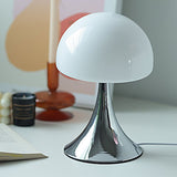 Mushroom Shape Table Lamp Glass Iron Warm Light USB Modern Bedside Nightstand Lamp for Bedroom Living Room White