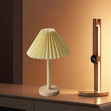 LED Bedside Lamp Minimalist Night Light USB Powered Decorative Desk Lamp for Bedroom Study Room Yellow Check