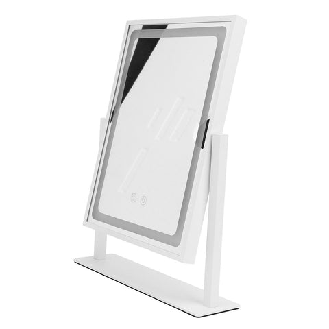 Vanity Mirror Touch Control 3 Color Modes Dimmable 360 Degree Rotation Makeup Mirror with LED Light Pearl White