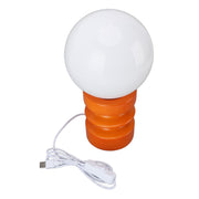 Retro Table Lamp Decorative Glass Lampshade Wooden Base USB Small Nightstand Light for Bedroom Bedside Orange In Australia - Darrahopens