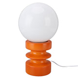 Retro Table Lamp Decorative Glass Lampshade Wooden Base USB Small Nightstand Light for Bedroom Bedside Orange In Australia - Darrahopens
