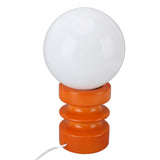 Retro Table Lamp Decorative Glass Lampshade Wooden Base USB Small Nightstand Light for Bedroom Bedside Orange