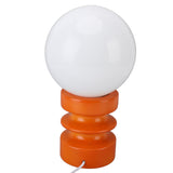 Retro Table Lamp Decorative Glass Lampshade Wooden Base USB Small Nightstand Light for Bedroom Bedside Orange