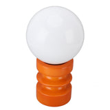 Retro Table Lamp Decorative Glass Lampshade Wooden Base USB Small Nightstand Light for Bedroom Bedside Orange